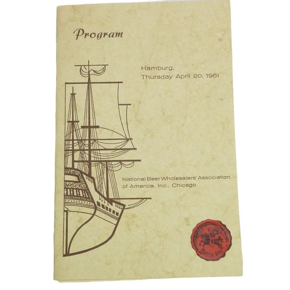 Vintage National Beer Wholesalers of America Program Itinerary 1961 Menu Germany